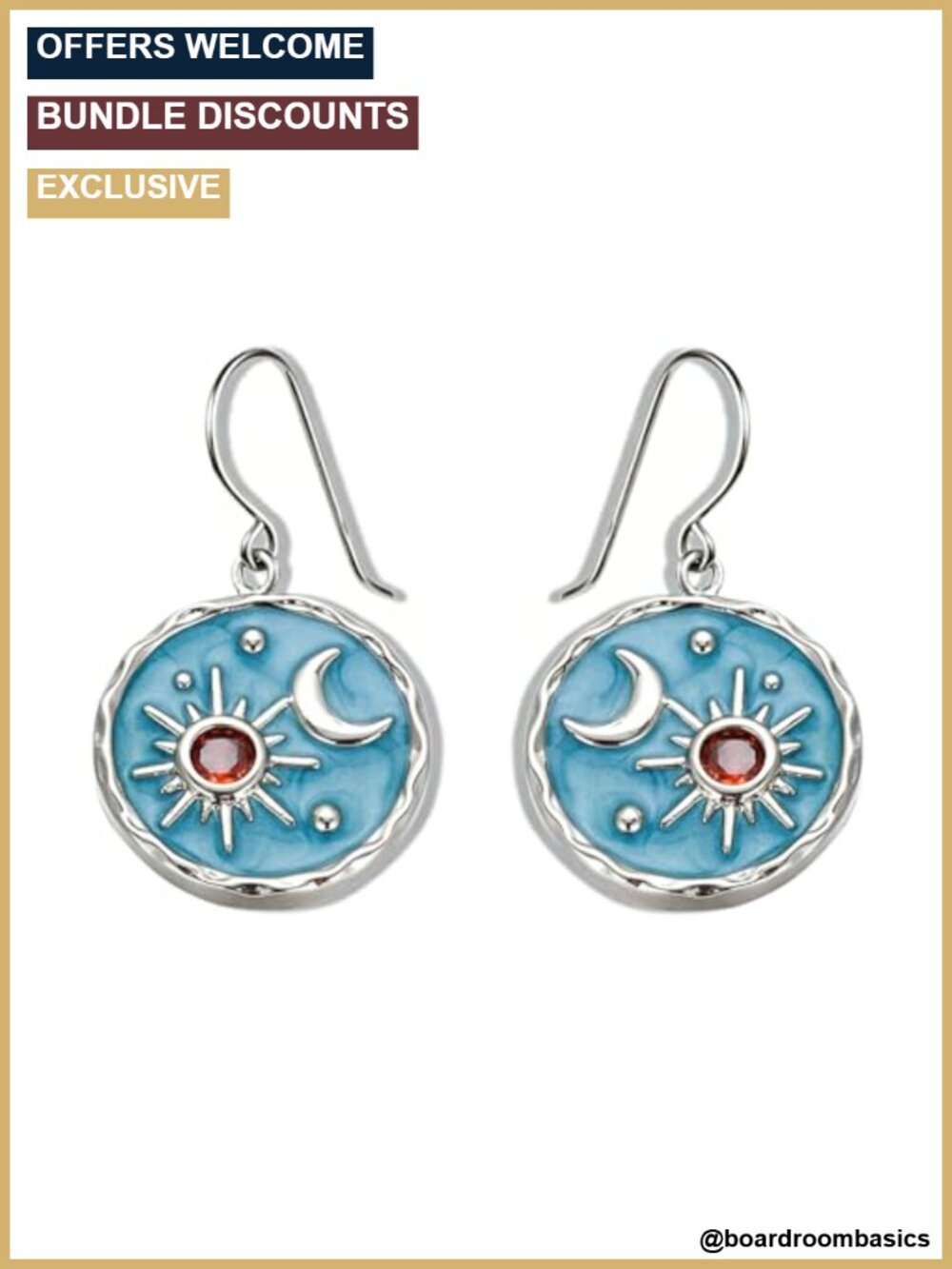 Vintage Sun Moon Drop Dangle Earrings Handmade Boho Copper Women Jewelry
